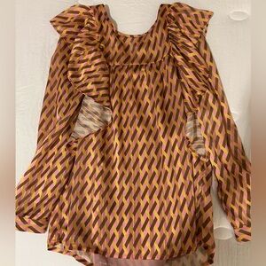Pink and Brown Print Top
